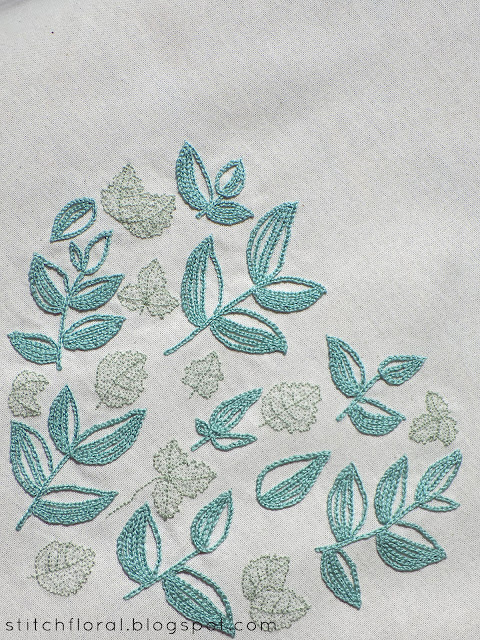 Progress report: Mint Tea pattern stitched