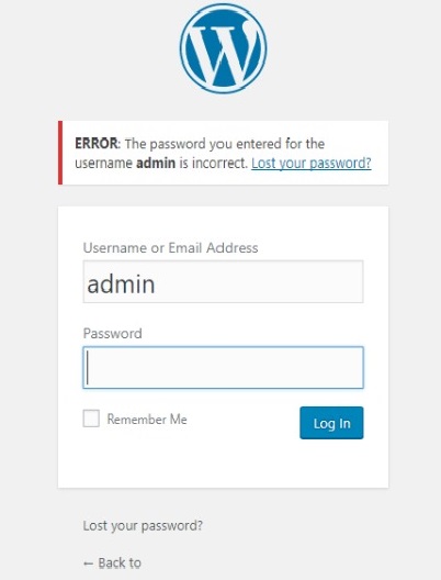 Incorrect password entered. Vulnhub logo.