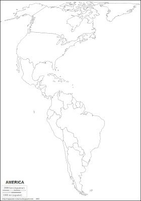 Mapa mudo de America, division politica de America