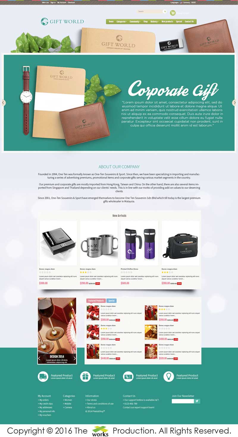 Gift World, Corporate Gifts, Website Mockup