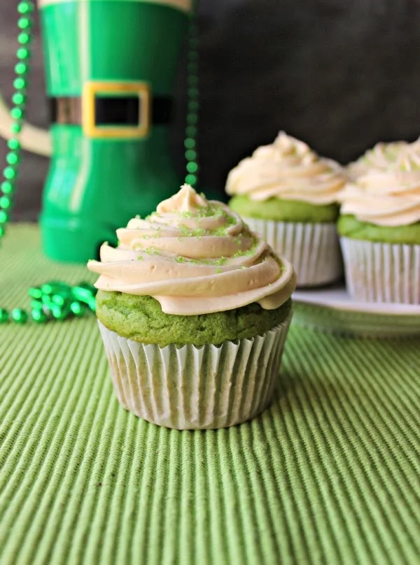 Spinach Cupcakes with Irish Cream Frosting. 