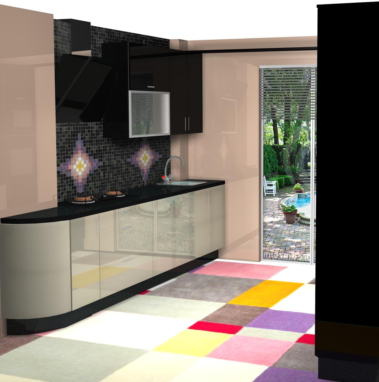 MI COCINA: Diseño de cocina laminado negro y crema