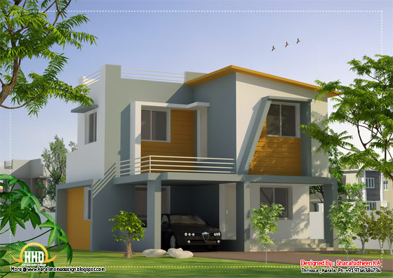 Contemporary house design - 1356 Sq. Ft. (126 Sq. Ft.) (151 Square Yards) - March 2012