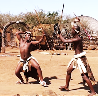 African art of intonga or stick fighting in action