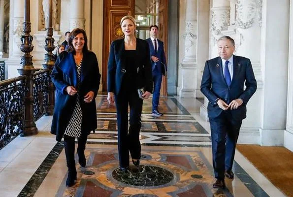 Princess Charlene and other members were received by French President Emmanuel Macron and his wife Brigitte Macron at l'Elysée Palace