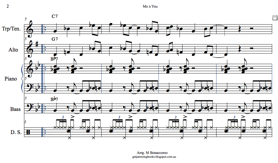 Get Jamming Me 'n' You (Hank Mobley) Simple Jazz Combo arrangement