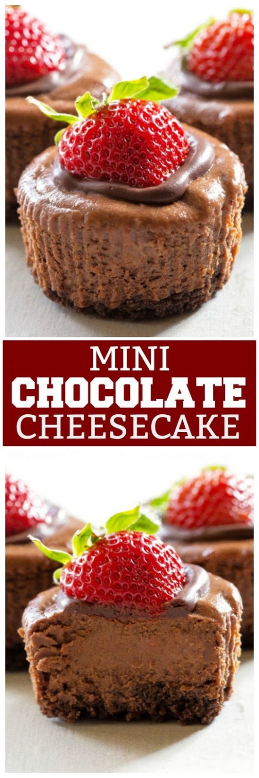 These Mini Chocolate Cheesecakes are a creamy and decadent dessert with an Oreo crust. #chocolate #cheesecake #dessert