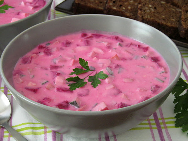 Холодный суп с маринованной свеклой (Aukstā zupa)