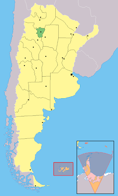 Mapa de localização da província de Tucumán - Argentina