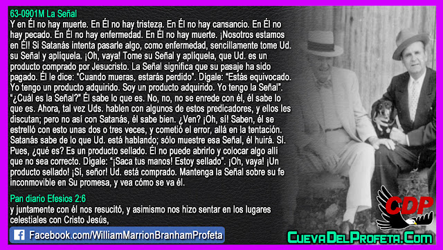 Dígale ¡Saca tus manos! Estoy sellado - Citas William Branham Mensajes