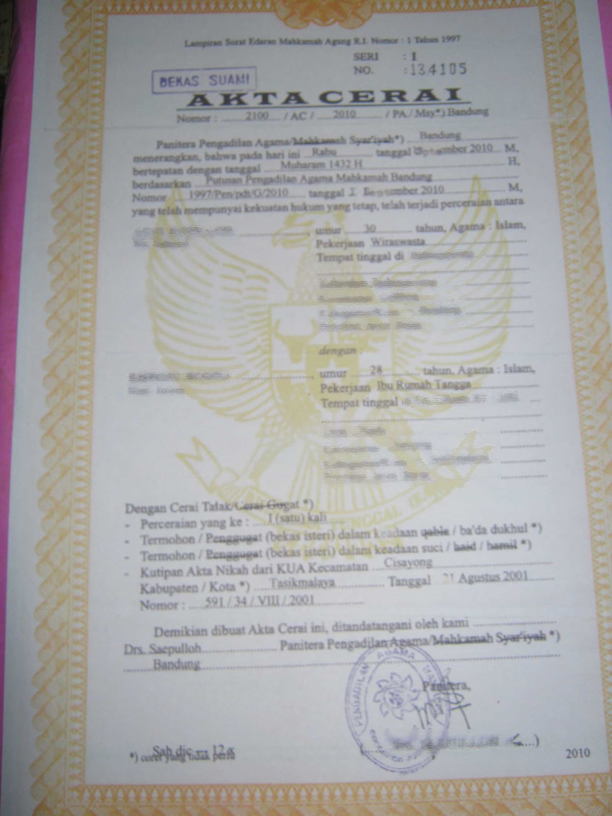 Contoh Surat Akta Cerai Contoh Surat Lengkap Gratis