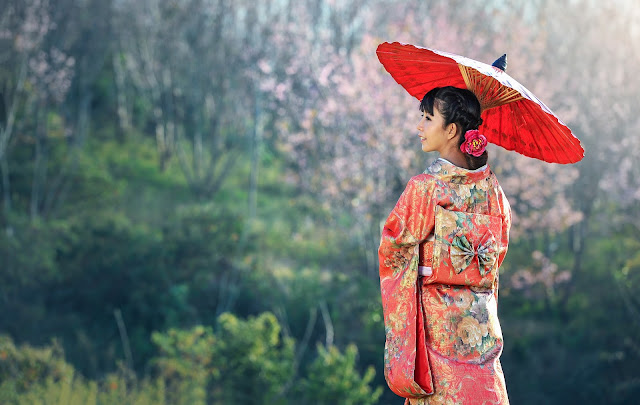 着物（KIMONO）を着ている日本人女性画像