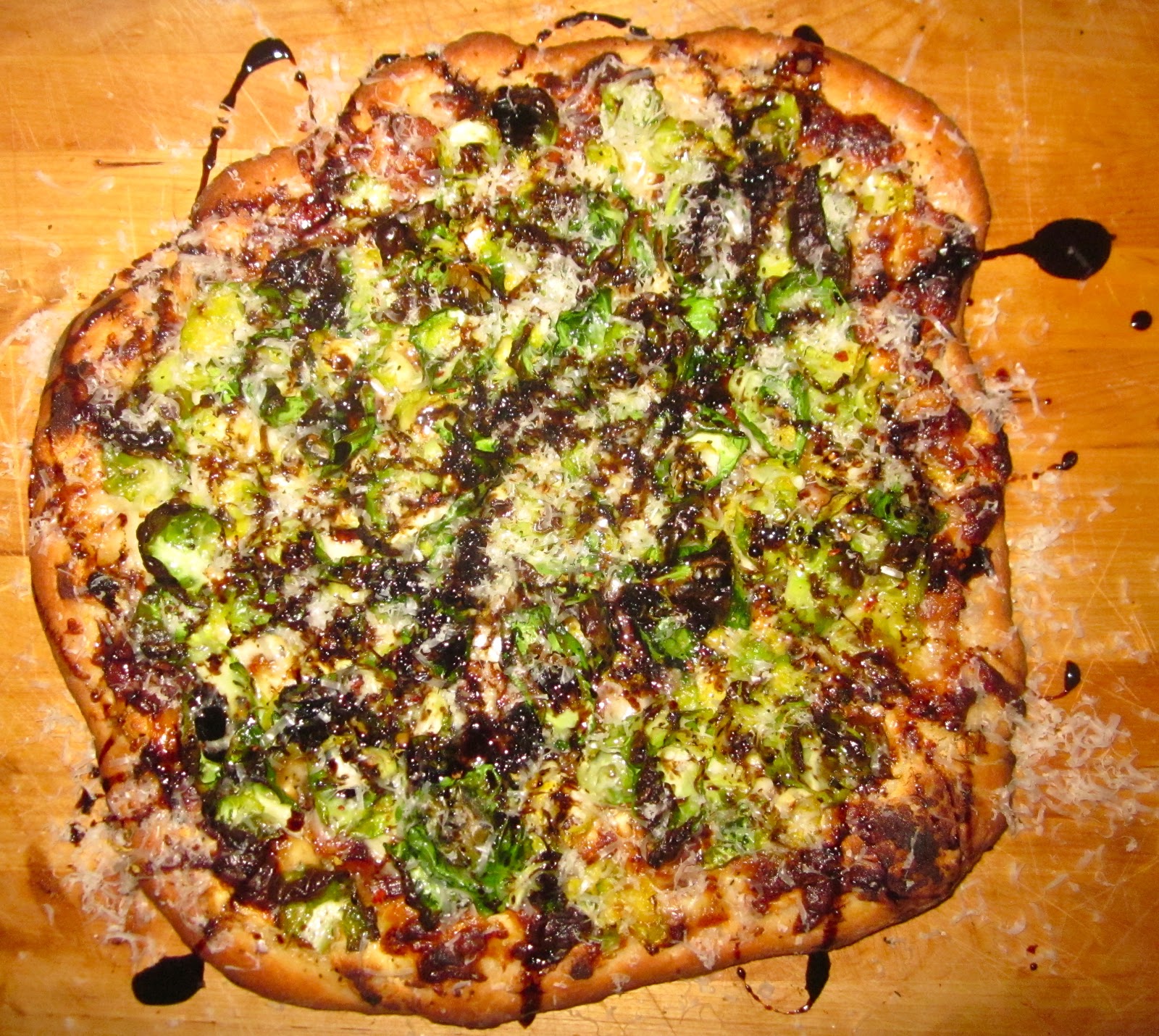 Haute + Heirloom Crispy Brussels Sprouts Pizza with Ricotta, Pancetta