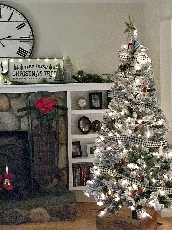 Christmas tree and mantel in my home