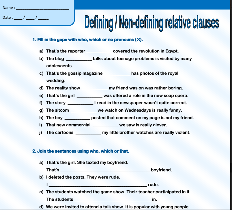 Who are you tests. Relative pronouns в английском языке упражнения. Relative pronouns ответы. Defining relative Clauses упражнения. Defining relative Clauses non-defining relative Clauses.
