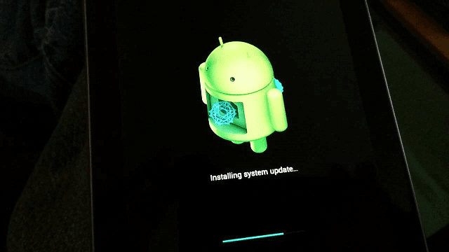 proses update android sedang berjalan