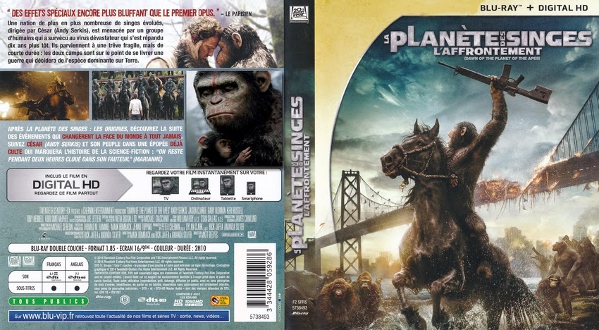BLU-RAY JAQUETTES BLU-RAY: La planète des singes : L'affrontement