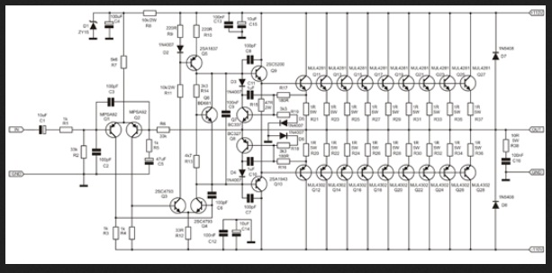  skema  Apex BA1200 Amplifier 1000 Watt dengan Rangkaian 