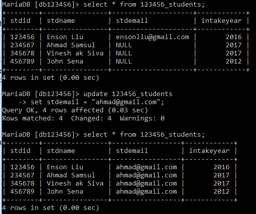 Database Laboratory: Update Data in Table using SQL