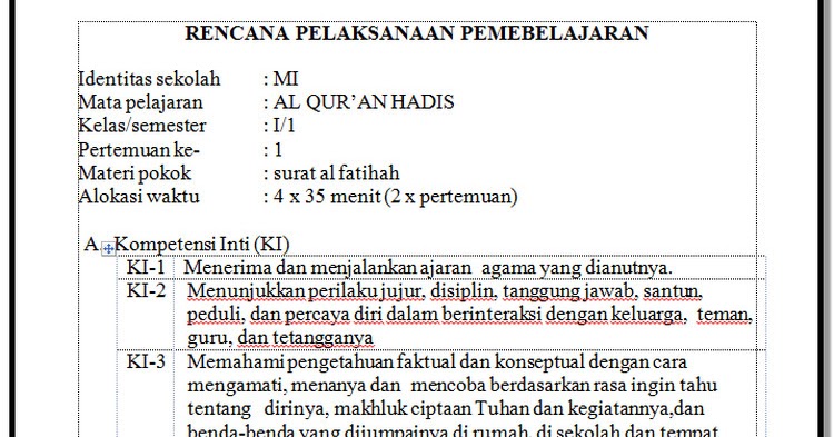 Download Rpp Silabus Quran Hadis K13 Kelas 10 Semester 1