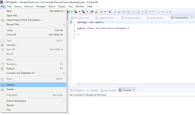 Import project in eclipse