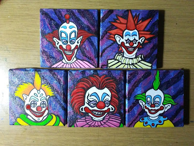Yucca Flats, N.M.: Mini paintings #242 - 246 Killer Klowns from Outer Space