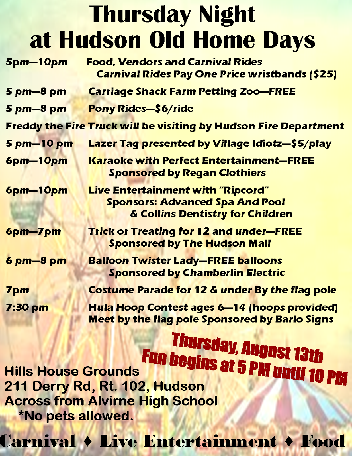 Hudson NH Old Home Days When & What is Happening 2015!
