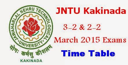 JNTUK 3-2 and 2-2 March 2015 Exams Time Table