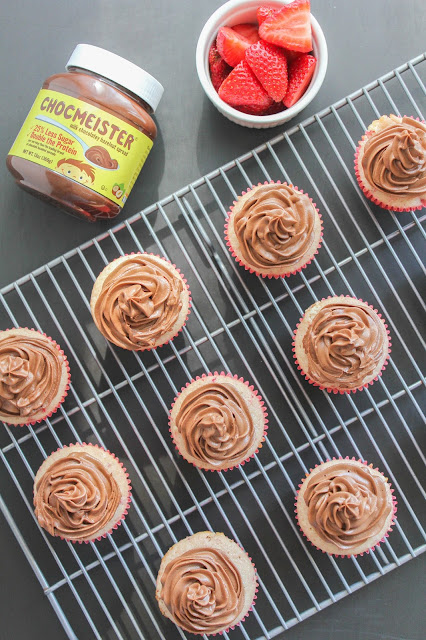 Fresh Strawberry Cupcakes with Milk Chocolate Hazelnut Frosting | The Chef Next Door