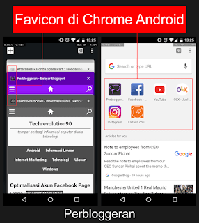 Favicon Chrome Android Tampilan favicon di Chrome Android