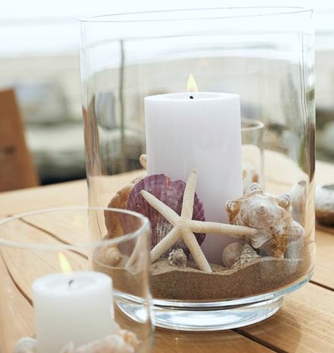 Large Glass Hurricane Pillar Candle Holder Ideas Decorating with Candles Coastal Style