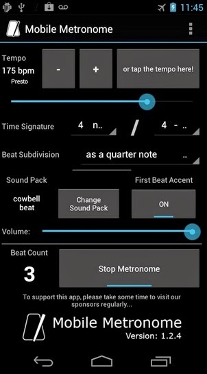 Metronomo para celular Android gratis mobile metronome