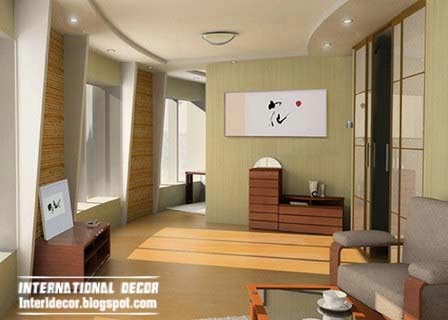 Japanese style interior design with false ceiling