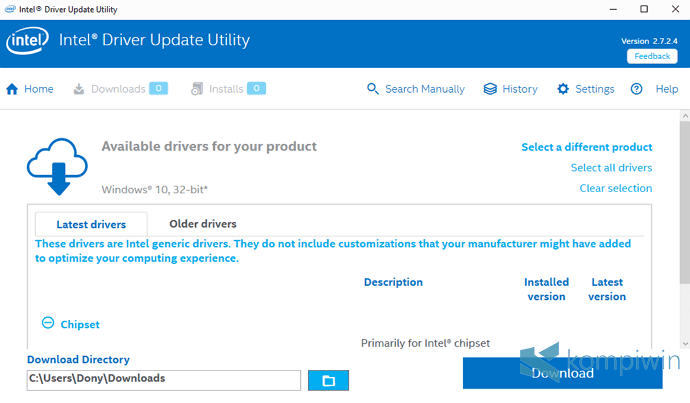 update driver setelah install ulang