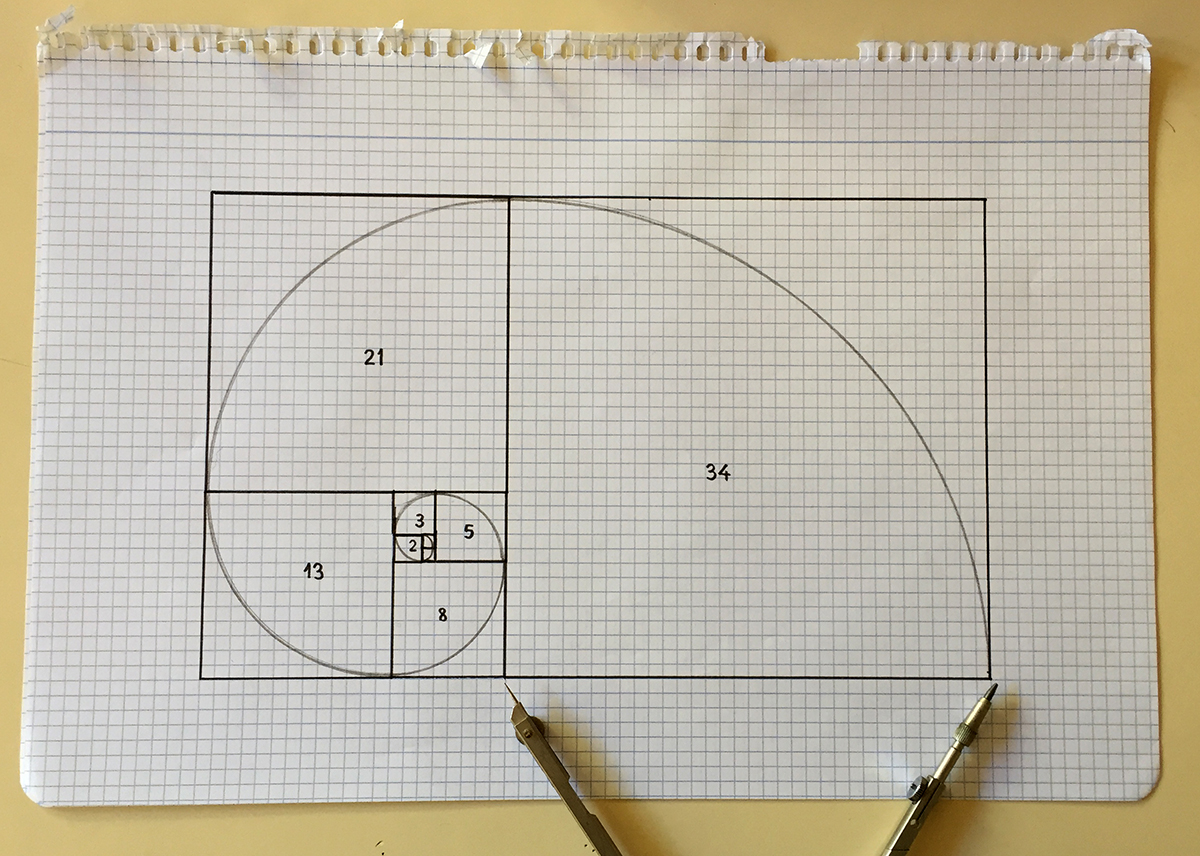 El Matenavegante: La Espiral de Fibonacci (1) : Dibujo en papel