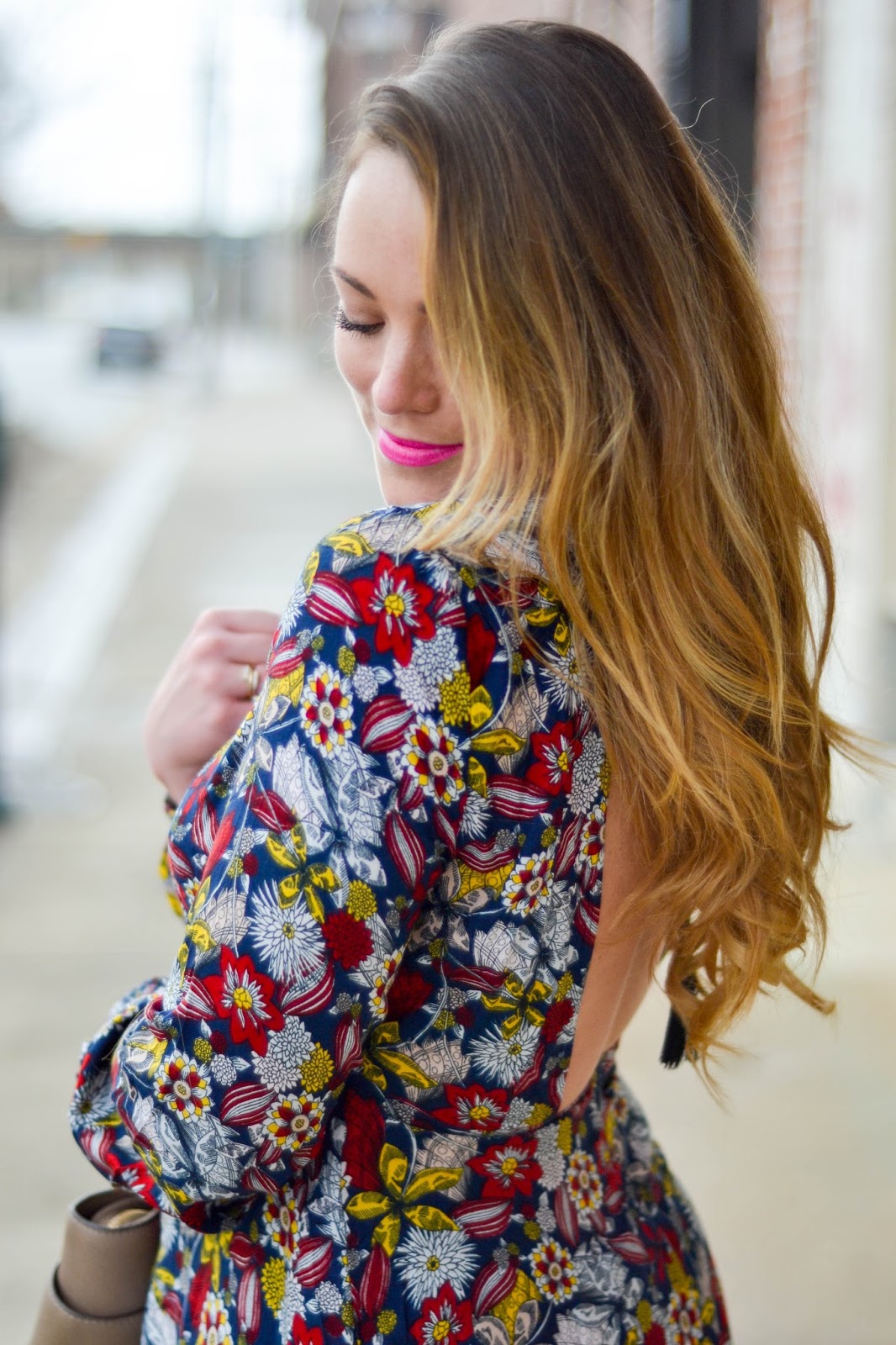 Printed Backless Dress + Switching Your Hair Part Trick