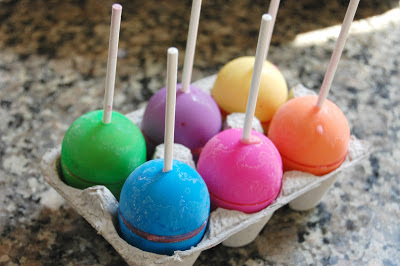 Form Ice Pops Popsicles into plastic Easter Eggs for a fun holiday treat