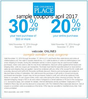 Childrens Place coupons for april 2017