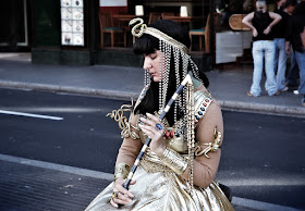 Cleopatra street artist and living statue in Las Ramblas, Barcelona
