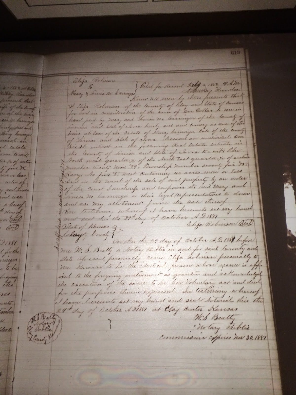 GeneaMusings Amanuensis Monday Post 217 1881 Deed of Land in