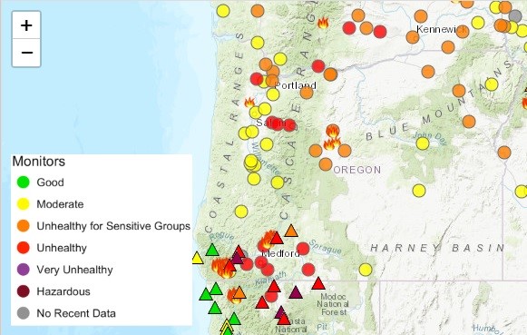 Oregon Smoke Information Statewide Smoke Forecast For Wednesday