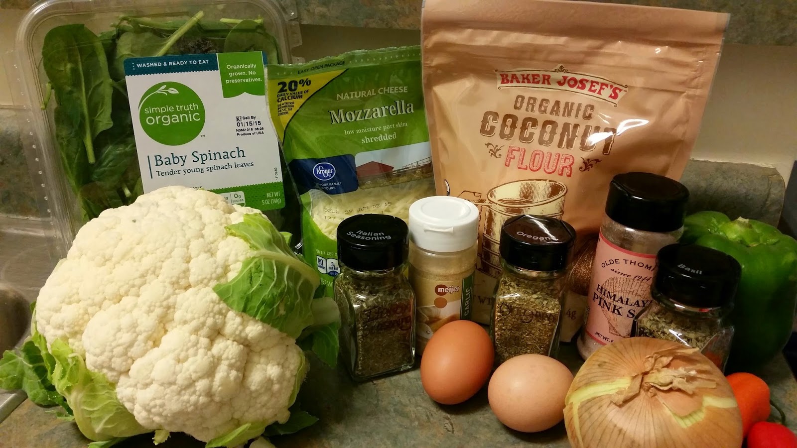 Making up the words Cauliflower Pizza with Coconut Flour