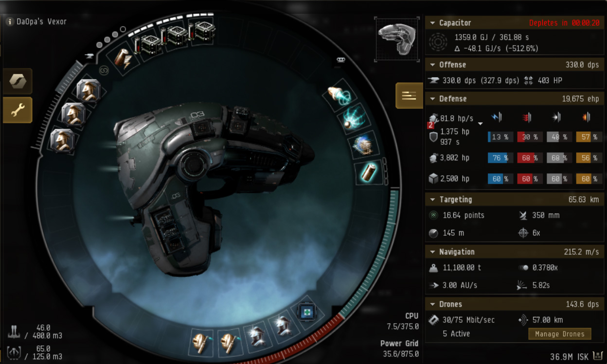 EVE Online Mission Vexor Standard PVP Fit