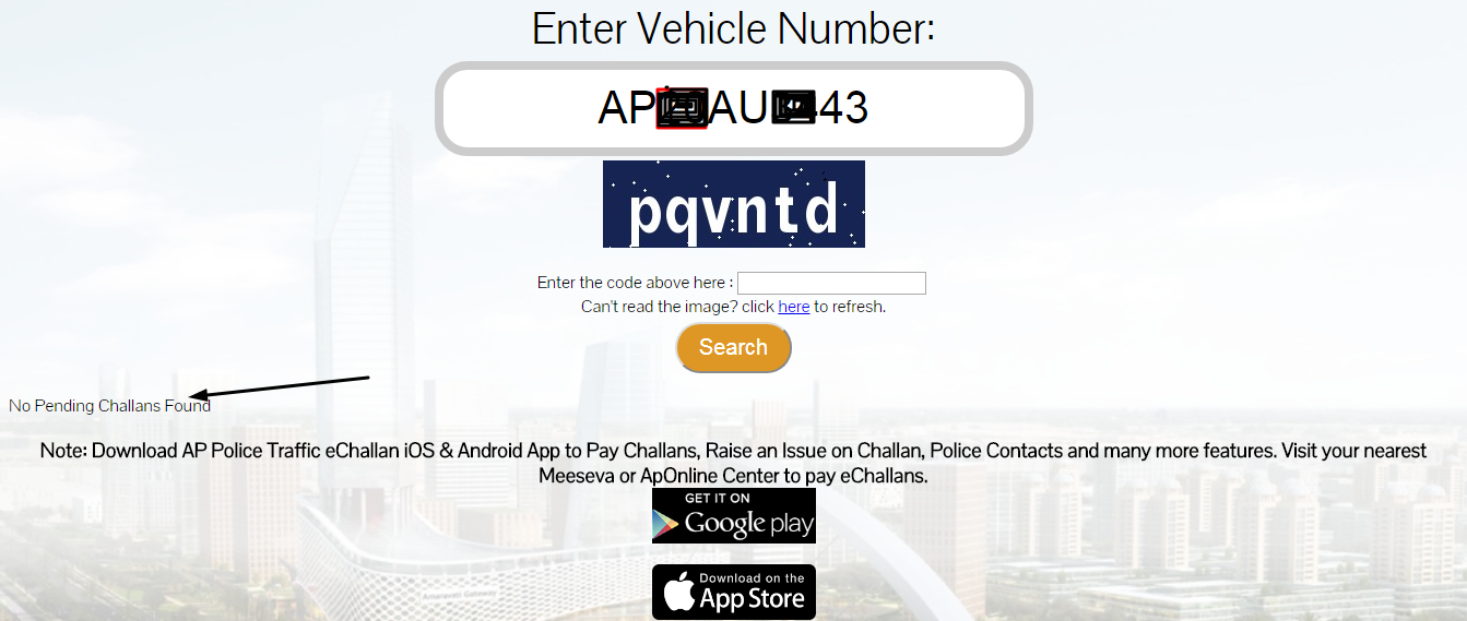 Andhra Pradesh Traffic EChallan Status and Pay Online