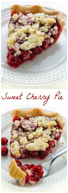 Sweet Cherry Pie with Ginger Crumble Topping