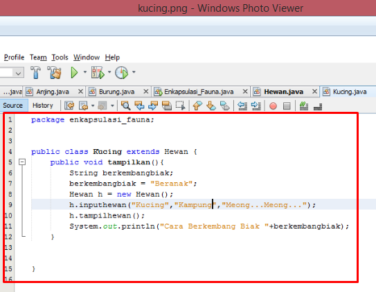 CONTOH PEMROGRAMAN ENKAPSULASI, INHERITANCE, POLIMORFISME PADA JAVA ...