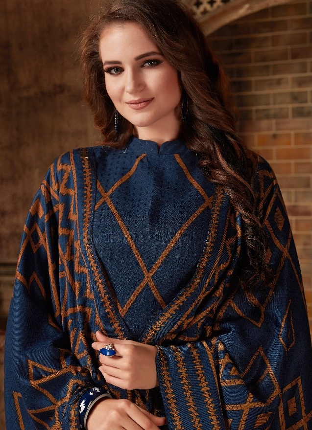 Unstitched Blue Pashmina Winter Suit Dress Material for Ladies – Stilento-nttc.com.vn