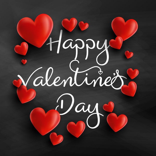 Background for valentine with 3d hearts Free Vector