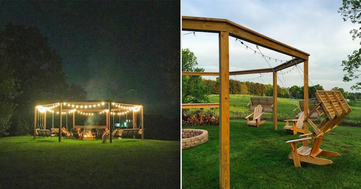 Check Out This Amazing Pergola Hang-Out With Swings And A Fire Pit