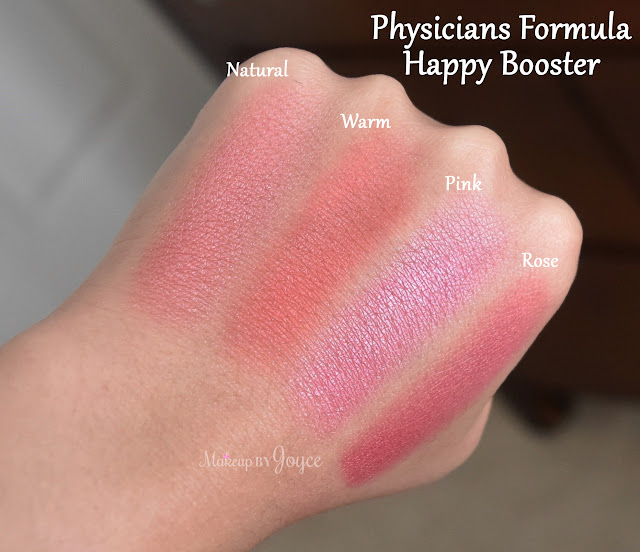 Physicians Formula Happy Booster Natural vs Pink Blush Swatch